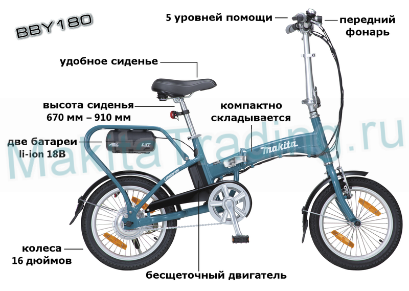 свойства электрического велосипеда макита bby180