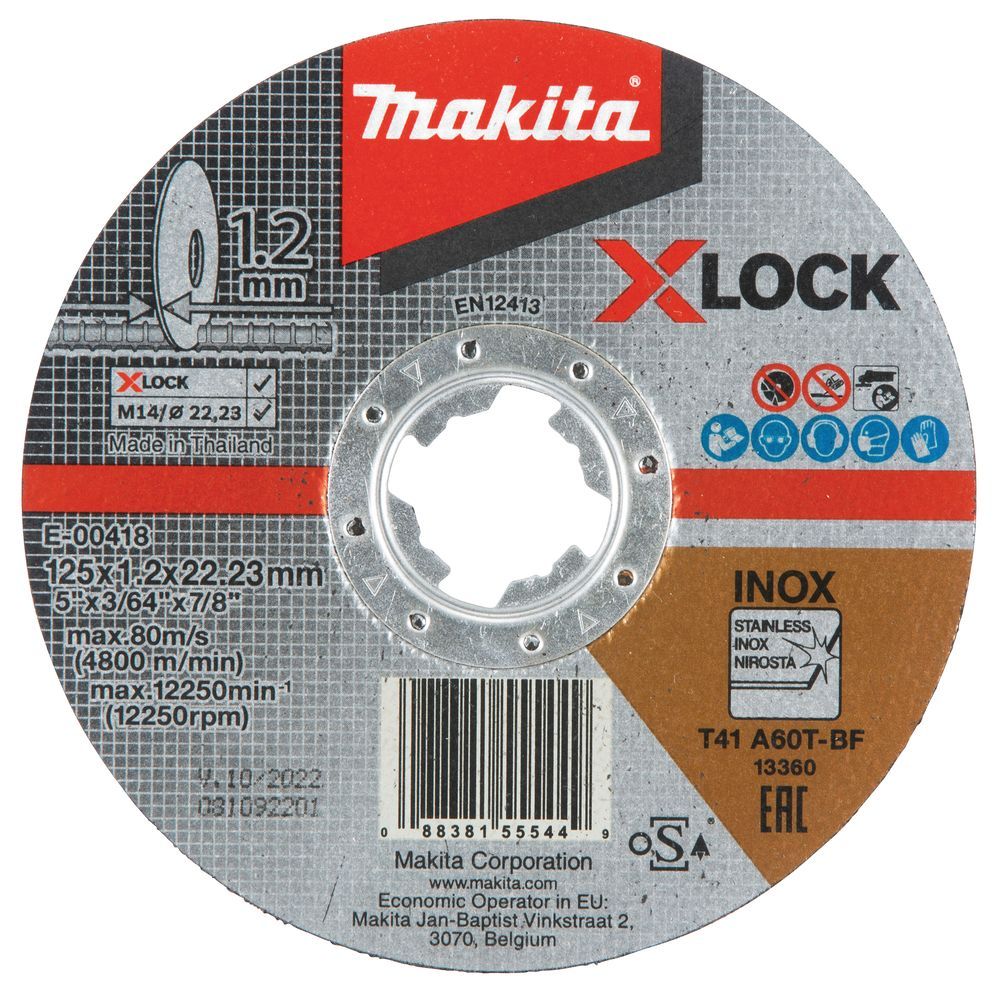 Абразивный отрезной диск X-LOCK А60T, 125х1,2х22,23 Makita E-00418