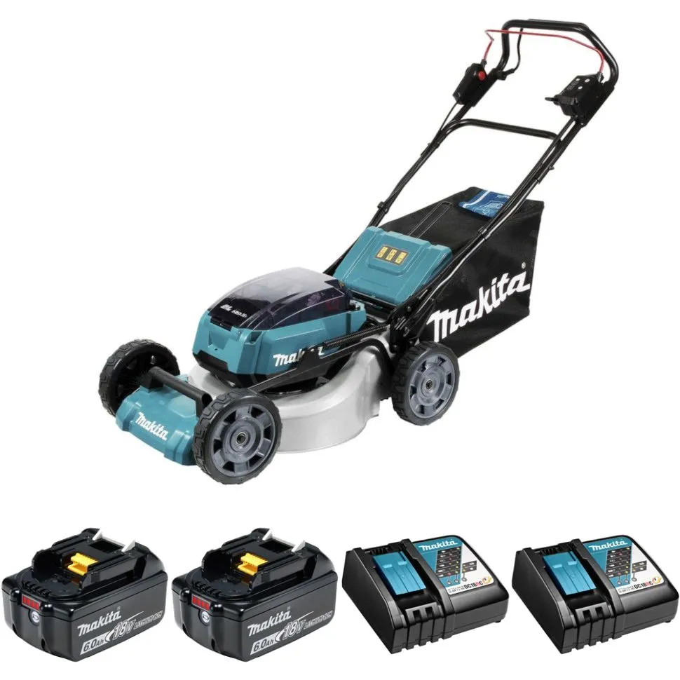Аккумуляторная газонокосилка Makita DLM462Z + батарея BL1860B 2шт + зарядка DC18RC 2шт