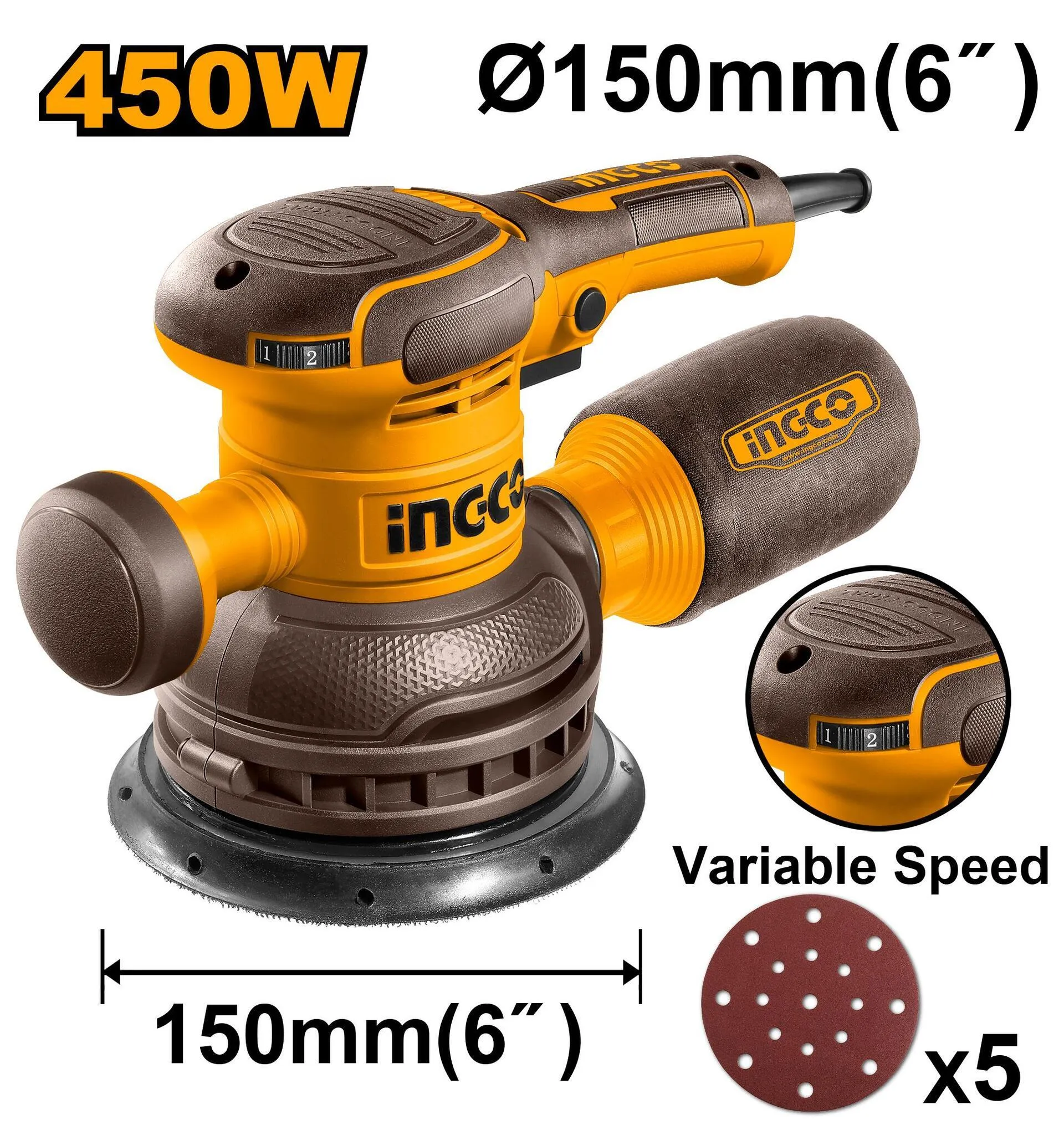 Эксцентриковая шлифмашина INGCO RS4516