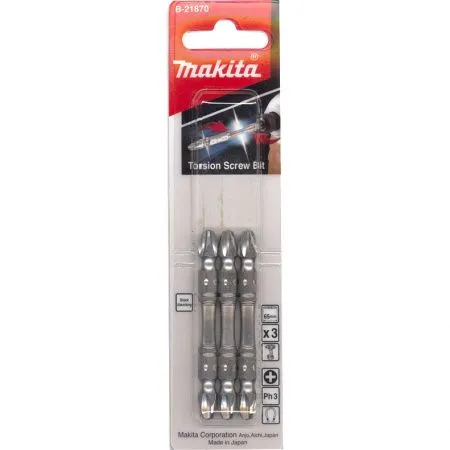Насадка двусторонняя Silver Torsion, PH3, 65 мм, E-form (MZ), 3 шт Makita B-21870