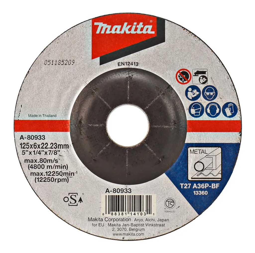 Шлифовальный диск по стали 125х6х22.23 мм Makita A-80933