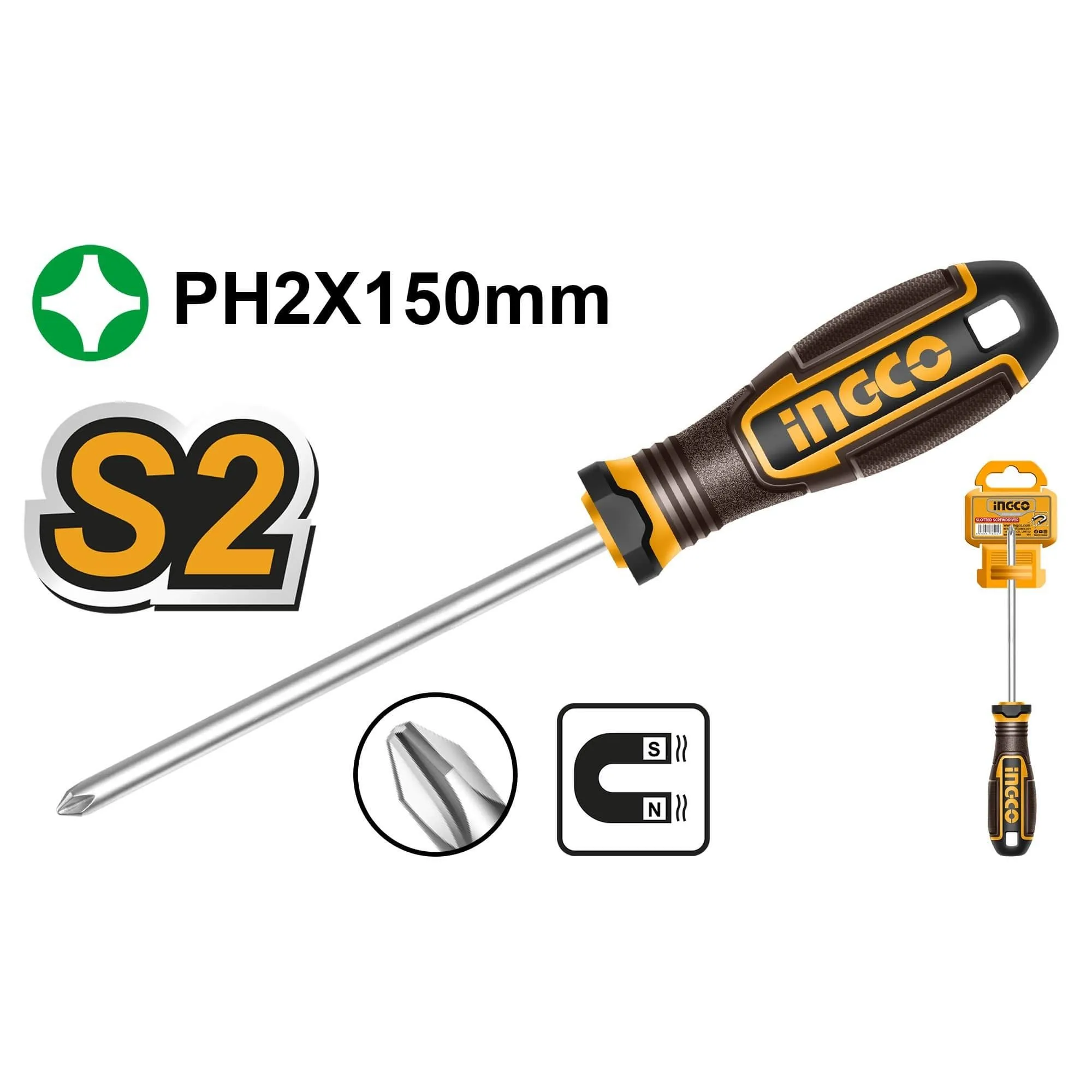 Отвертка PH2x150мм INGCO HSDPH2150