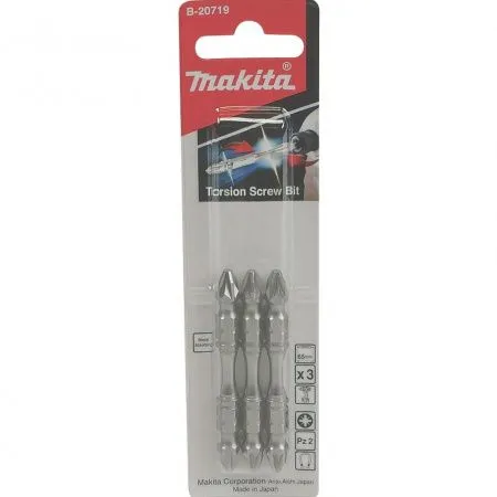 Насадка двусторонняя Silver Torsion, PZ2, 65 мм, E-form (MZ), 3 шт Makita B-20719