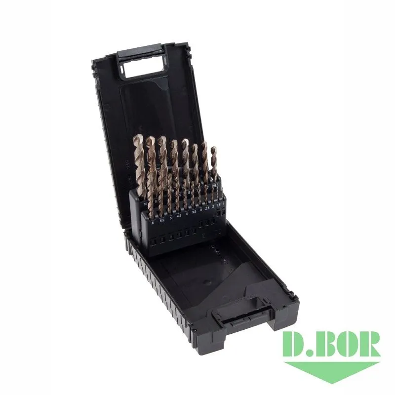 Набор сверл по металлу, Cobalt, HSS-Co, 19 шт. (1-10 х 0,5 мм.) D.BOR W-011-141919108D-X