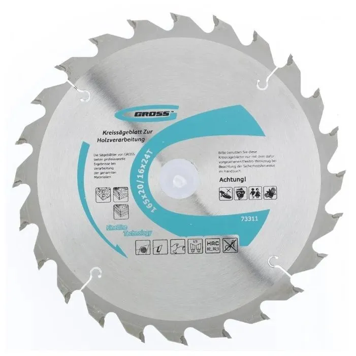 Пильный диск по дереву 165 x 20/16 x 24Т GROSS 73311