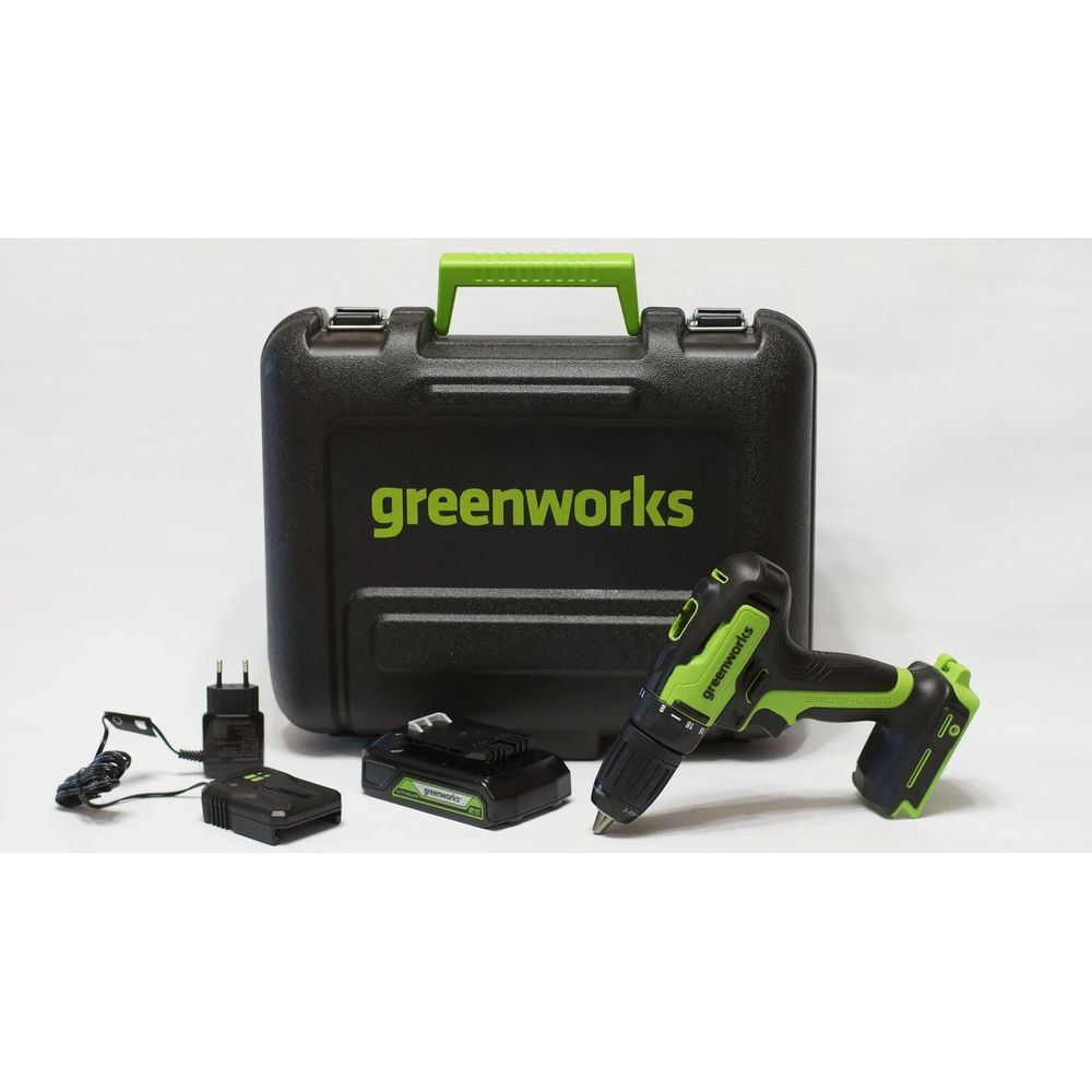 Аккумуляторная дрель-шуруповерт Greenworks GD24DD35K2 (3704007UA)