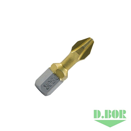 Биты фрезерованные с покрытием нитрид титана TiN-half, Ph 3x25 мм, Torsion, C 6,3 (10 шт.) D.BOR D04-DTHTPH03025010