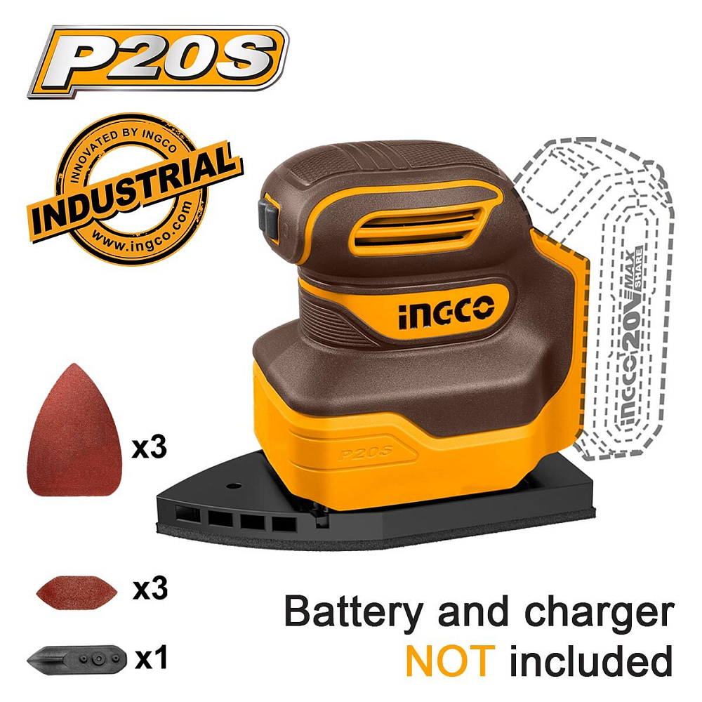 Аккумуляторная вибрационная шлифмашина INGCO INDUSTRIAL CPSLI2014