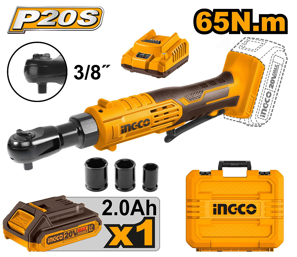 Аккумуляторная угловая трещотка INGCO CDRLI2060152