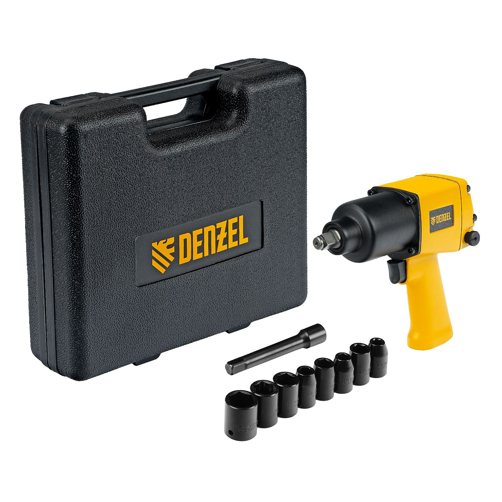 Ударный пневмогайковерт IW860+набор головок Denzel 57473
