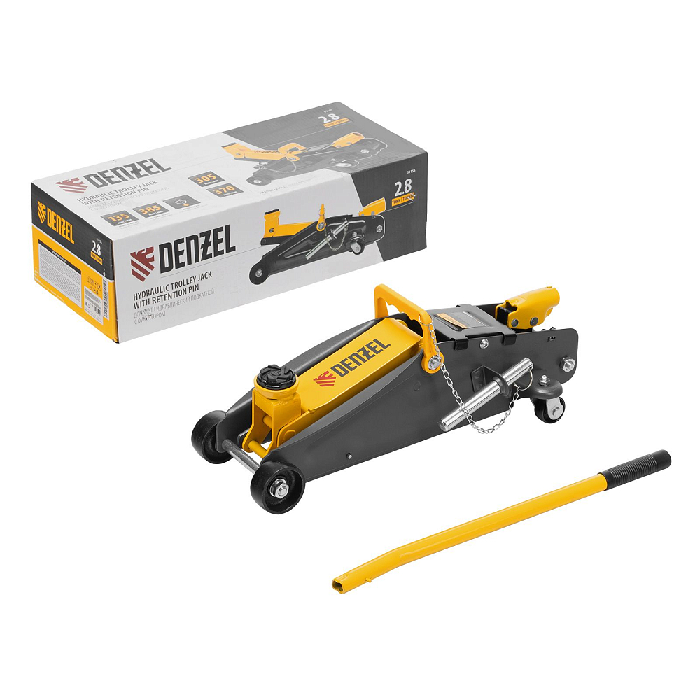 Домкрат гидравлический подкатной с фиксатором Denzel 51155