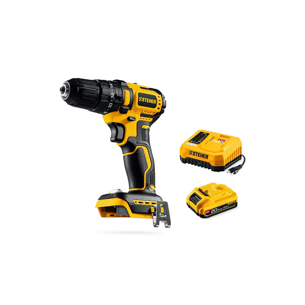 Аккумуляторная ударная дрель-шуруповерт  STEHER CBS-45-21