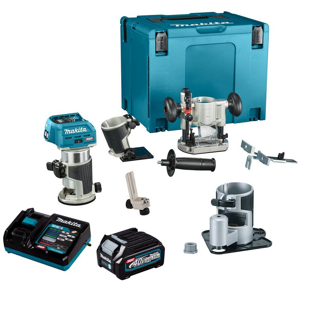 Аккумуляторный кромочный фрезер XGT Makita RT001GZ19 + 191J67-0