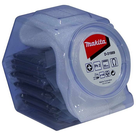 Насадка двусторонняя PH2, 65 мм, E-form (MZ), 100 шт., банка Makita D-31669