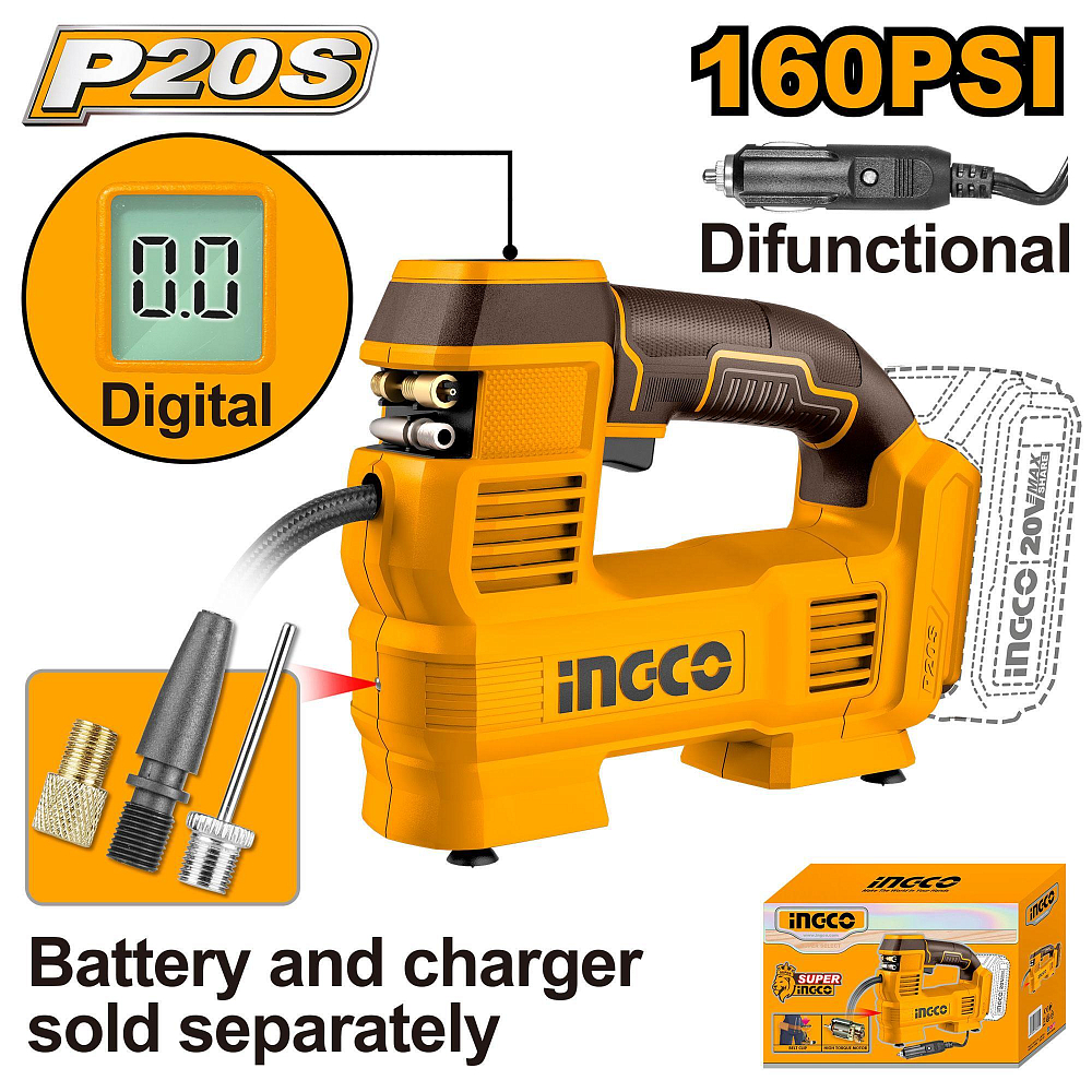 Автомобильный аккумуляторный компрессор INGCO CACLI2012