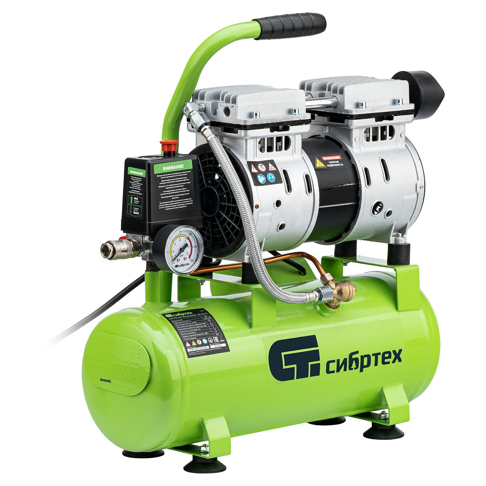 Компрессор безмаслянный малошумный МБ 750/10 Сибртех 58001