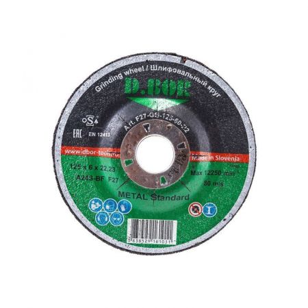 Шлифовальный диск D.BOR METAL-GRIND A24S-BF, F27, 125x6x22.23 мм F27-MG-125-60-22