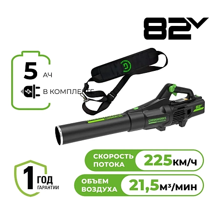 Аккумуляторная воздуходувка Greenworks GD82ABIIK5 (2407007UB)