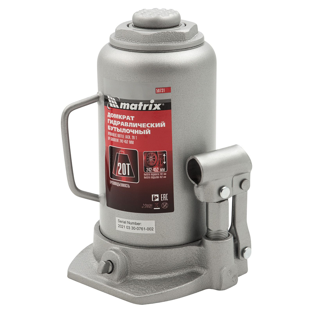 Домкрат гидравлический бутылочный Matrix 50731
