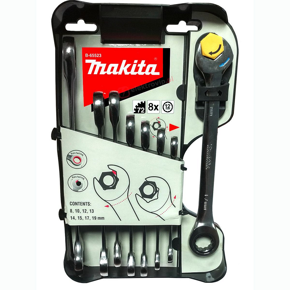 Набор ключей с трещеткой 8 шт. Makita B-65523