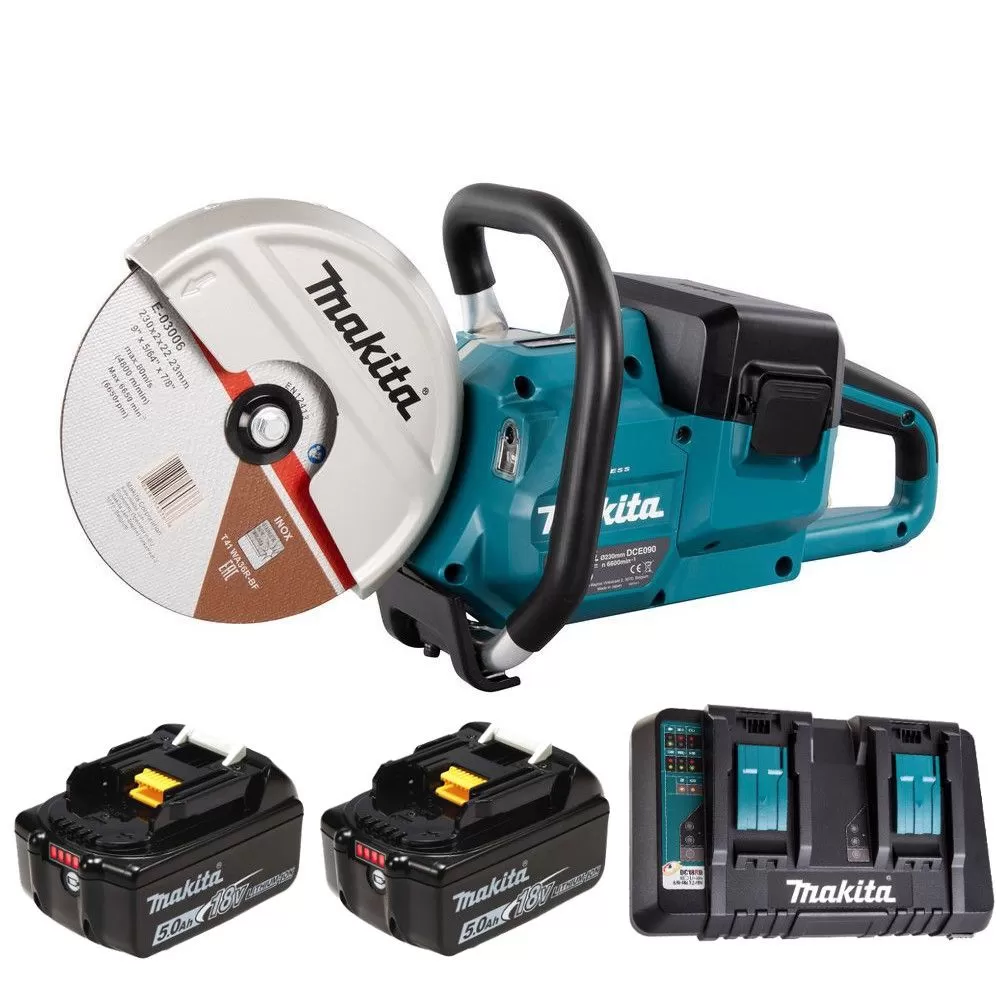 Аккумуляторная отрезная пила по металлу Makita DCE090ZX1 + батарея BL1850B  2шт + зарядка DC18RD: купить в интернет-магазине MAKITA Trading